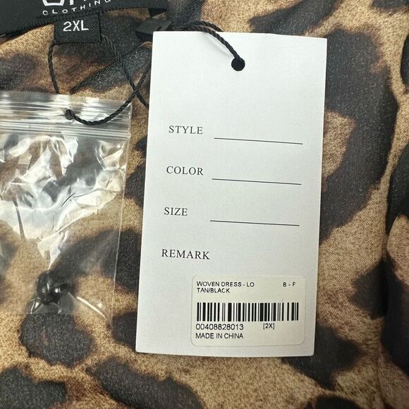 OHS Clothing Women's 2XL Long Sleeve Wrap Front Belted Leopard Maxi Dress Brown - Picture 9 of 14